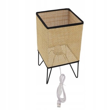 Lampa stołowa z drewna rattanowego LED