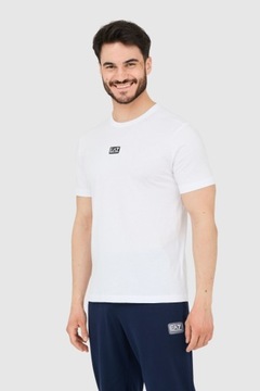 EA7 Biały t-shirt męski z naszywką z logo M