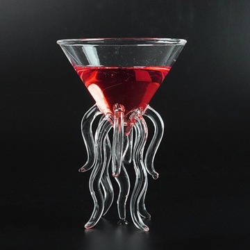 3 прозрачных бокала для коктейля «Осьминог Мартини»