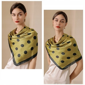 Женский шелковый шарф в горошек, 90,90 см.
