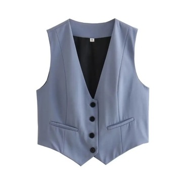 Elegant Cropped Vest Women Waistcoat Fashion Front
