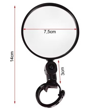 ВЕЛОСИПЕДНОЕ ЗЕРКАЛО ДЛЯ РУЛЯ ВЕЛОСИПЕДА, КОНВЕКЦИОННОЕ, РЕГУЛИРУЕМОЕ, ШИРОКОУГОЛЬНОЕ