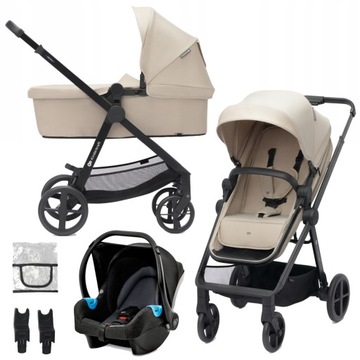 KINDERKRAFT Kočík kombinovaný 3v1 Newly Sand beige + Mink PRO