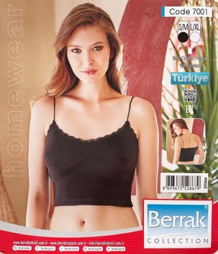 CROP TOP BAWEŁNIANY NA RAMIĄCZKA Prążkowany