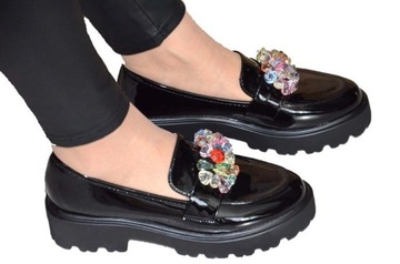 EXCLUSIVNE MEGA MODNE MOKASYNY Z KRYSZTAŁKAMI SKÓRA CASUAL BUTY ORGINAL