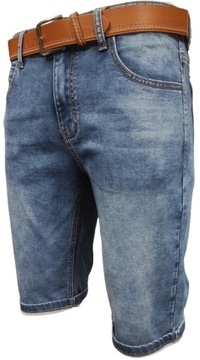 Spodenki Męskie Jeansowe Pasek Krótkie Spodnie Jeans W38