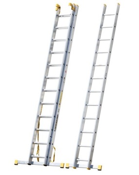 Drabina aluminiowa 3x12 ALVE FORTE + KOŁA I HAK + wyciągany trzeci element