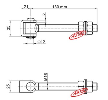Петля регулируемая длинная М16, L130 для калитки.
