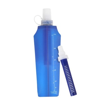 Składana butelka na wodę z filtrem, niezawierająca BPA, ze zintegrowanym 2-stopniowym filtrem