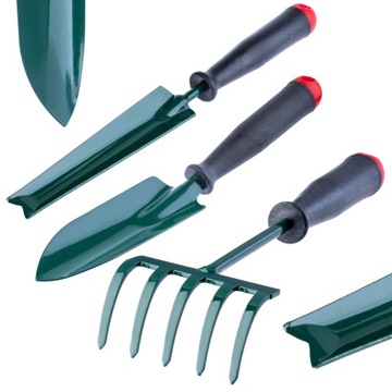 ZESTAW NARZĘDZI OGRODNICZYCH 3w1 ŁOPATKA GRABKI WYCINACZ DO OGRODU MOCNE