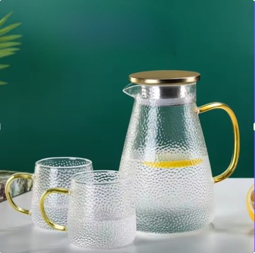 Термостойкий кувшин для воды, чая, сока, стекло, MPLCo 2л, золото