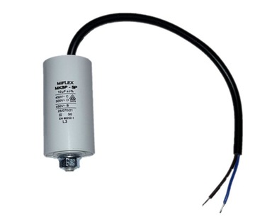 Kondensator rozruchowy silnika 10uF 450V MIFLEX MKSP-5P kabel śruba