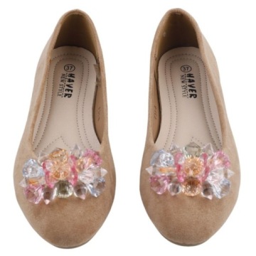 CAMELOWE BALERINKI DAMSKIE WSUWANE PŁASKIE Z KOKARDĄ GŁADKIE WKŁ.EKOSKÓRA