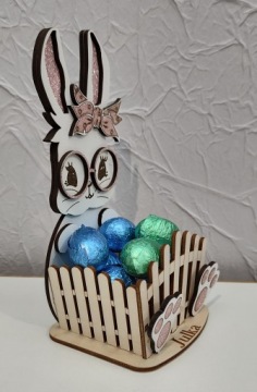 Пасхальный кролик зайка для сладостей розовый синий блестящий имя ребенка