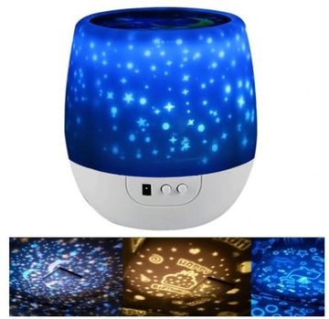 LAMPKA NOCNA PROJEKTOR GWIAZD NIEBA OBROTOWA 360°