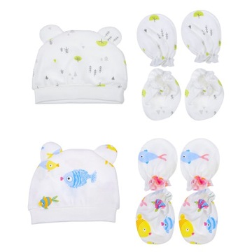 CHŁOPIĘCE CZAPKI Z RĘKAWICZKAMI CZAPKI 2 ZESTAWY CHŁOPIEC NOWORODKA