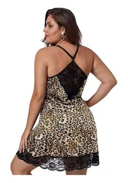 SEXY DRAPIEŻNA CENTKOWANA HALECZKA W PANTERKĘ PLUS SIZE 6XL