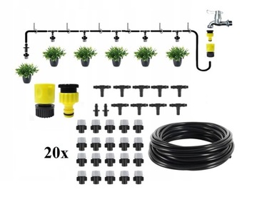 ВОДЯНАЯ ЗАВЕСА ТУМАННЫЙ ШЛАНГ 20 м КОМПЛЕКТ ДЛЯ ПОЛИВАНИЯ САДОВОГО СПИННЕРА