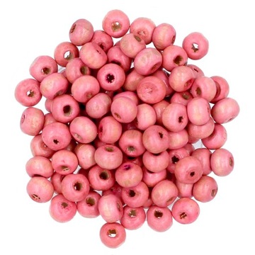 Koraliki Drewniane Kula Drewno Róż Jasny 6mm 50szt