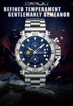 1 шт. Мужские часы с большим циферблатом, многофункциональный хронограф со сталью