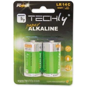 Techly Baterie Alkaliczne LR14 C 2 Sztuki