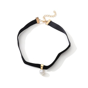 Skórzany Naszyjnik Choker Złoty Geometryczny
