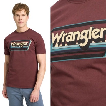 Wrangler GRAPHIC TEE Dahlia BORDOWA KOSZULKA T-SHIRT Z LOGO M