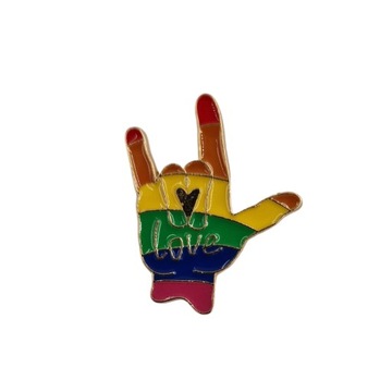 Przypinka Metalowa Ręka Tęczowa Love Is Love