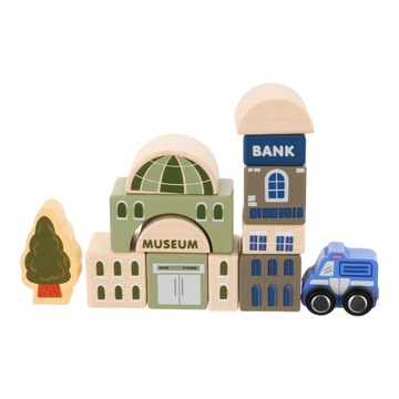 НАБОР ДЕРЕВЯННЫХ БЛОКОВ «ГОРОД» ИЗ 115 БЛОКОВ-ПАЗЗЛ АВТОМОБИЛЬНЫЕ БЛОКИ СУМКА ДЛЯ ДОРОЖНЫХ БЛОКОВ