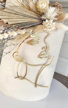 Topper Dekoracyjny PLEXI AKRYL ZŁOTA TWARZ KOBIETY 17cm Ozdoba na Tort