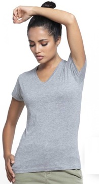 Bluzka dekolt w serek V-NECK 100%bawełna szara 2XL