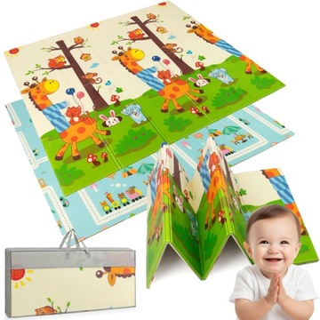 OGROMNA DWUSTRONNA MATA EDUKACYJNA DLA DZIECI SKŁADANA 180x200 GRUBOŚĆ 1CM