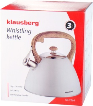 Традиционные стальные чайники Klausberg 3 L кремовые оттенки серого и серебра