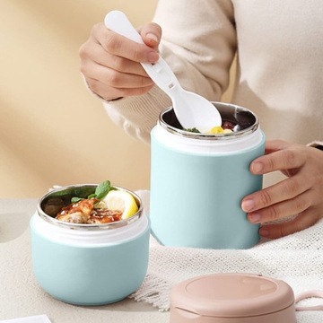 ДВУХСЛОЙНАЯ КРУЖКА-КОНТЕЙНЕР 800 МЛ ДЛЯ ЙОГУРТОВЫХ ЗЕРНОВ МЮСЛИ С ЛОЖКОЙ