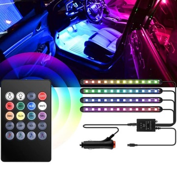 RGB СВЕТОДИОДНОЕ ОСВЕЩЕНИЕ ДЛЯ ИНТЕРЬЕРА АВТОМОБИЛЯ + ПУЛЬТ ДИСТАНЦИОННОГО УПРАВЛЕНИЯ