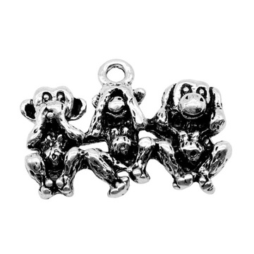 8 szt. 19x25mm Charms trzy mądre małpy antyczne po