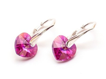 Srebrne Kolczyki 925 z kr. Swarovski Serca 10 FUAB