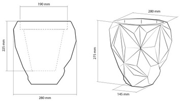 Крышка/вазон/декор 19 см, черный бетон