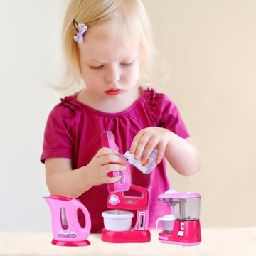 КУХОННЫЙ НАБОР МАЛЕНЬКАЯ ТЕХНИКА РОЗОВЫЙ МИКСЕР ЧАЙНИК МАЛЕНЬКИЕ АКСЕССУАРЫ ШЕФ-ШЕФА