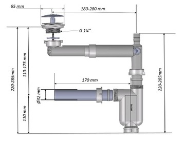 МАКСИМАЛЬНЫЙ СИФОН ДЛЯ УМЫВАЛЬНИКА, ХРОМИРОВАННЫЙ СЛИВ