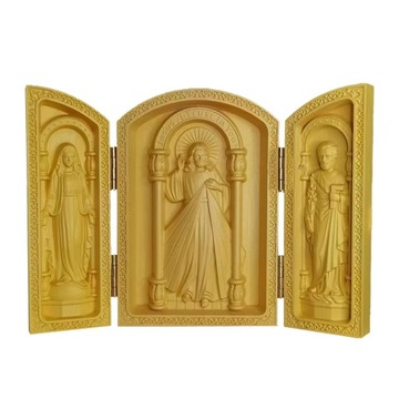 Wood Carving Ornament Small Catholic Handicraft Holy Figurine Holy Family