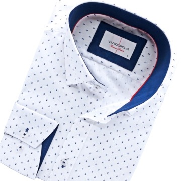 BIAŁA WE WZORY MODNA KOSZULA SLIM FIT L 41/42