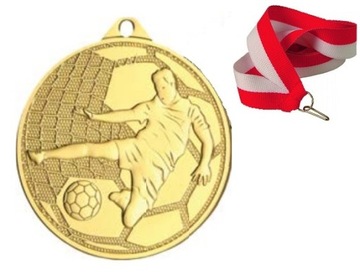 MEDAL PIŁKA NOŻNA ZŁOTY 45MM +WSTĄŻKA N WZÓR