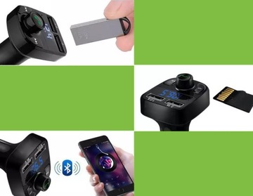FM-передатчик, зарядное устройство Bluetooth MP3, 2 порта USB