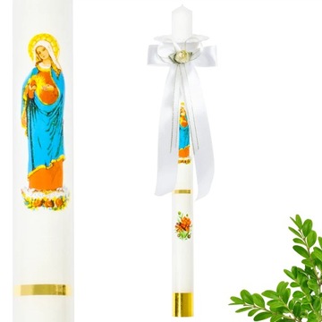Сретенская Свеча Богородицы, белая, длинная + украшение свечи + белый капельник