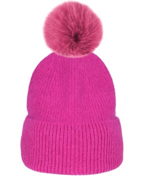 CZAPKA DAMSKA ZIMOWA CIEPŁA GRUBA FUKSJA MIĘKKA ANGORA ELEGANCKA