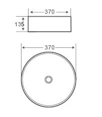 КРУГЛАЯ РАКОВИНА-СТОЛЕШКА С ВЫСОКИМ ОБОДОМ, РАСПОЛОЖЕННАЯ НА ГЛУБОКОЙ ОВАЛЬНОЙ СТОЛЕШНЕЕ