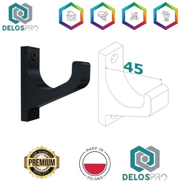 DELOSPRO 5 x Hak, Uchwyt, Wieszak na kask motocyklowy MTB Rower CZARNY -