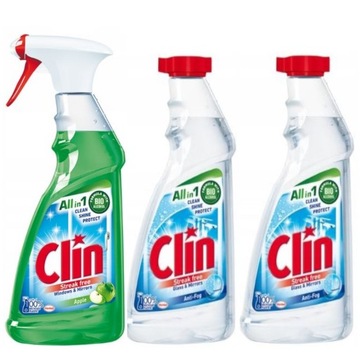 Płyn do mycia szyb Clin okien Antypara zapas zestaw 3 x 500ml