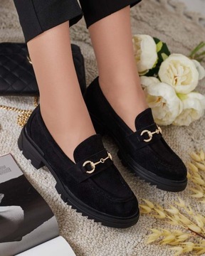 ЧЕРНЫЕ МОКАСИНЫ ЖЕНСКИЕ С ДЕКОРАЦИЕЙ IMERILLA 38